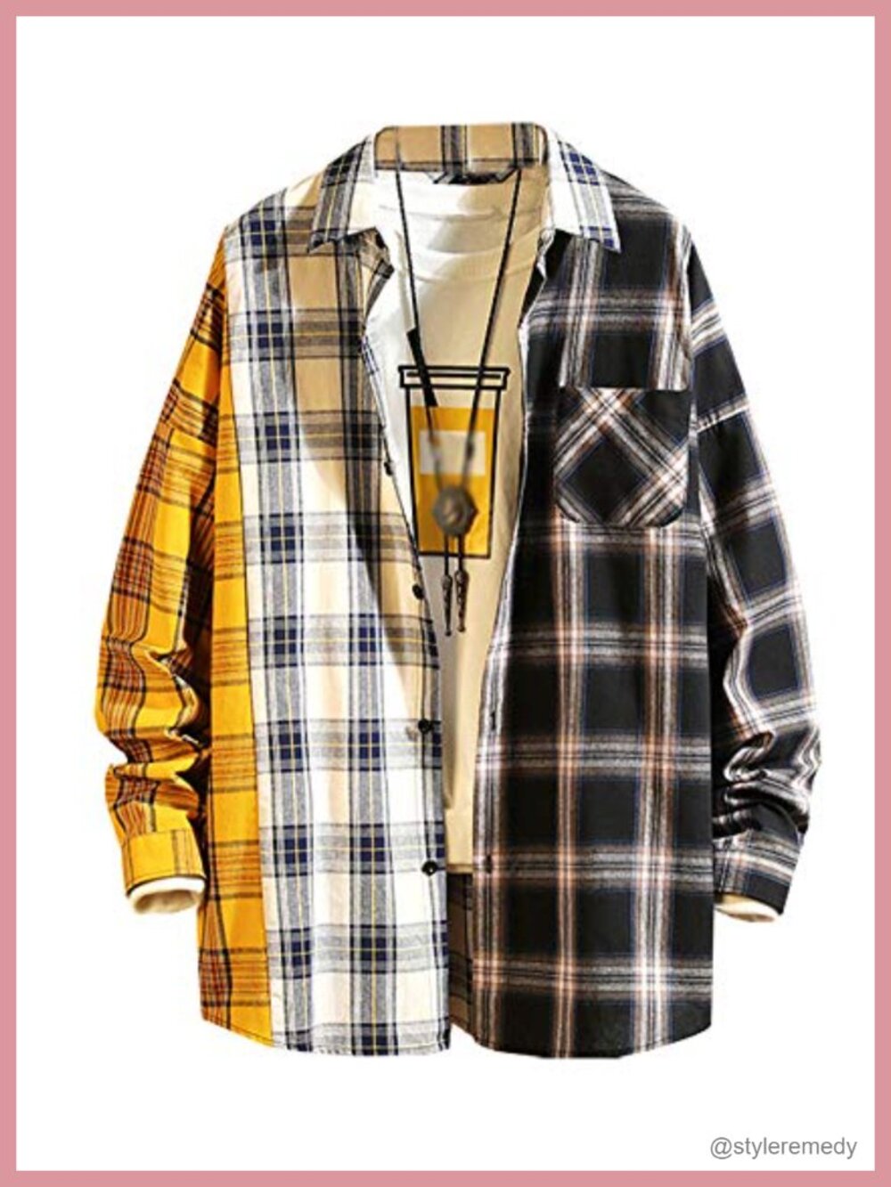 Oversized Plaid Flannel Button Down Shirt Long Sleeve Loose Fit Casual Jacket